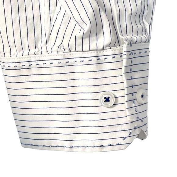 Pronto-Uomo Hand Stitched Shirt Mens Size XL Blue Stripe Button Down Cotton - Picture 5 of 12